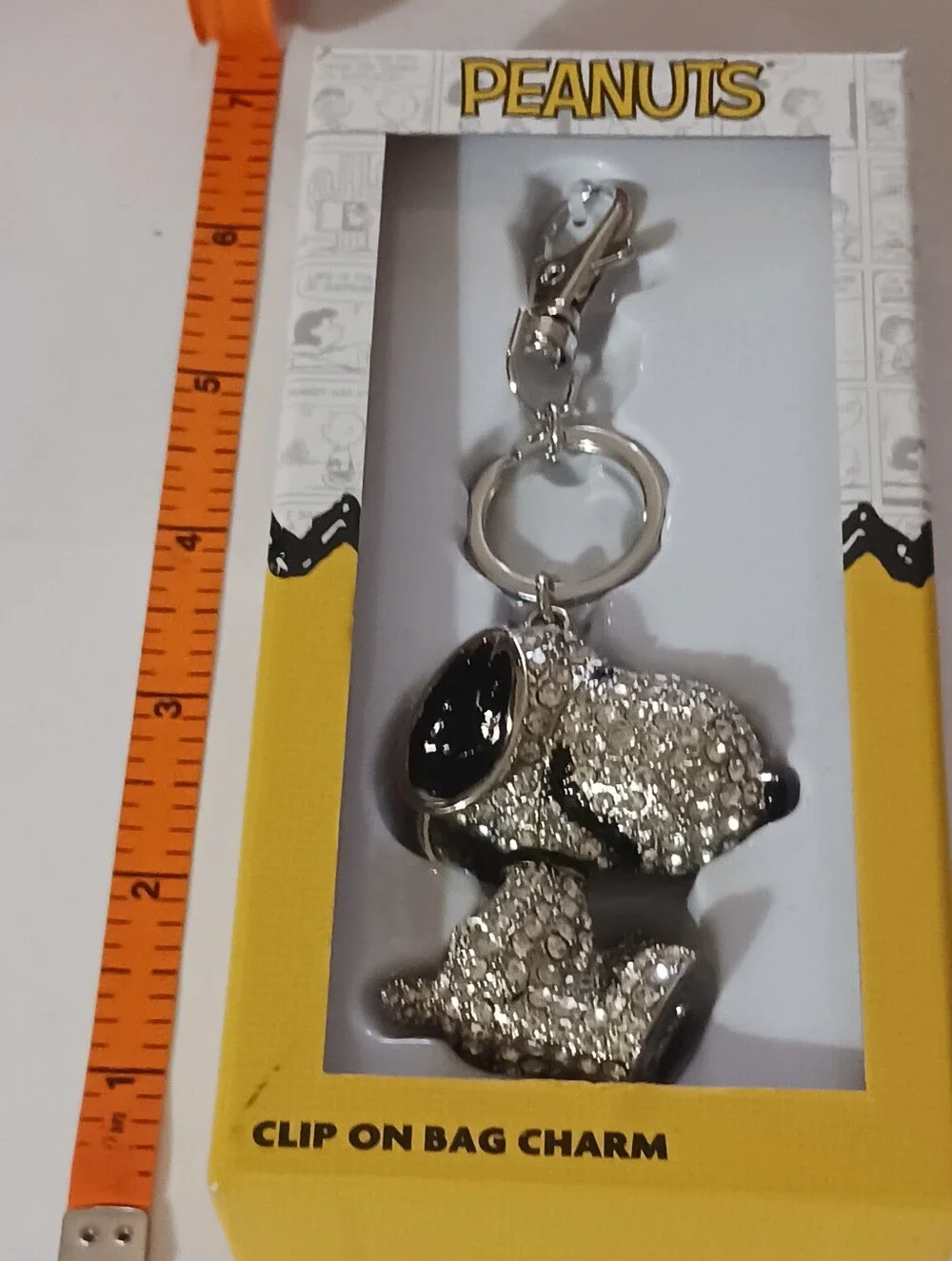 NWT Snoopy Bag Charm, Rhinestone Dog Key Chain By LArocks